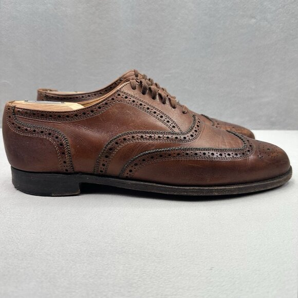 Polo Ralph Lauren Mens Size 10 (D) Wingtip Oxford Brown Leather Made in USA